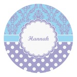 Purple Damask & Dots Round Decal (Personalized)