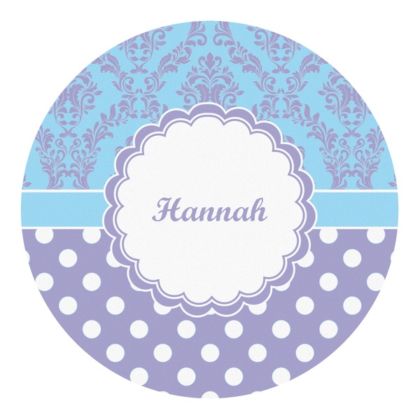 Custom Purple Damask & Dots Round Decal - XLarge (Personalized)