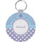 Purple Damask & Dots Round Plastic Keychain (Personalized)