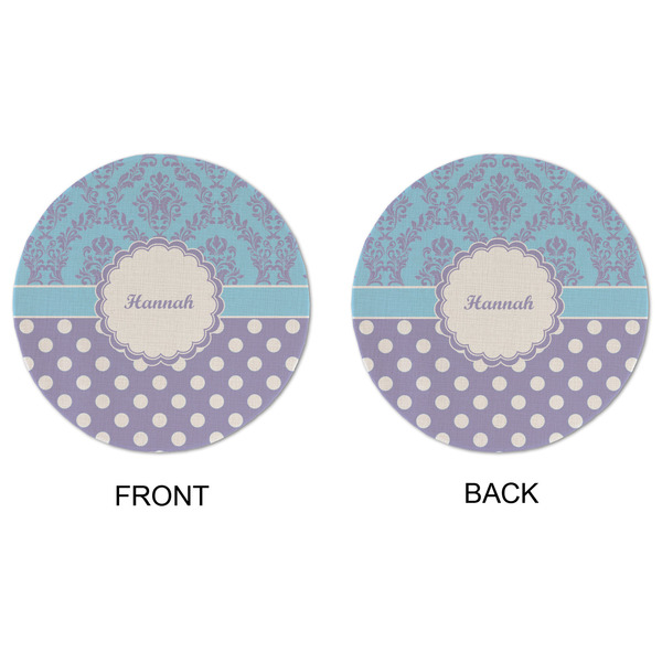 Purple Damask & Dots Round Linen Placemats - APPROVAL (double sided)