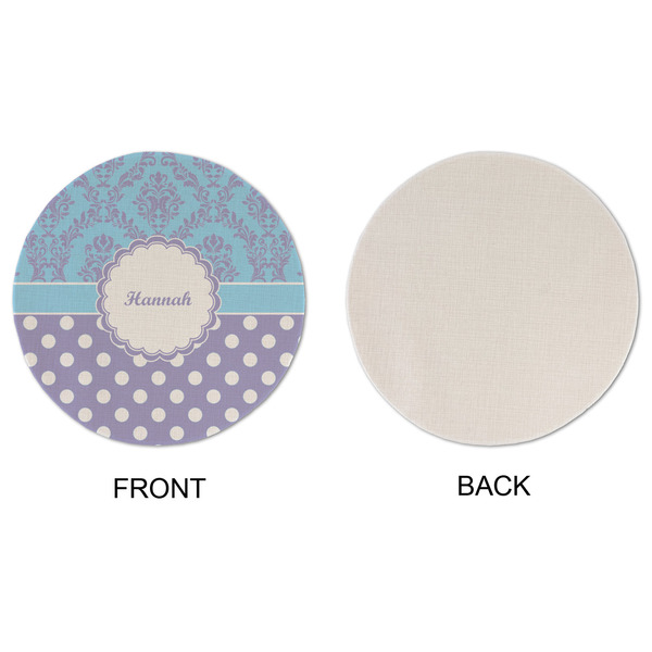 Purple Damask & Dots Round Linen Placemats - APPROVAL (single sided)