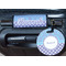 Purple Damask & Dots Round Luggage Tag & Handle Wrap - In Context