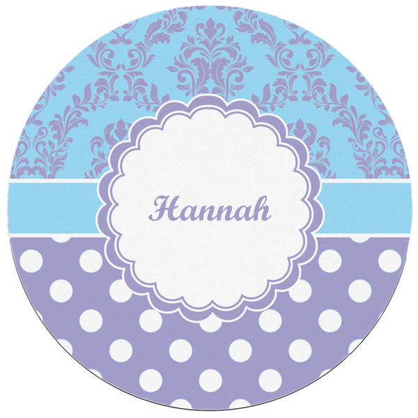 Purple Damask & Dots Round Mousepad - APPROVAL