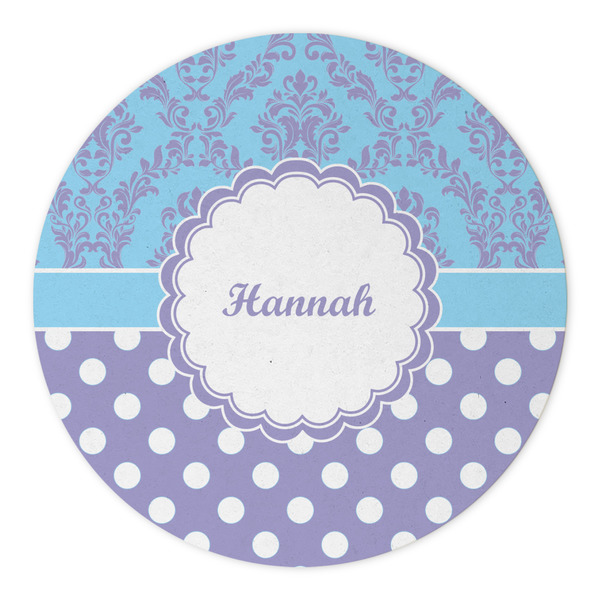 Purple Damask & Dots Round Paper Coaster - Approval