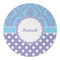 Purple Damask & Dots Round Paper Coaster - Approval