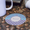 Purple Damask & Dots Round Paper Coaster - Front