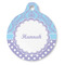Purple Damask & Dots Round Pet ID Tag - Large - Front