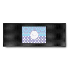 Purple Damask & Dots Rubber Bar Mat (Personalized)