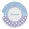 Purple Damask & Dots Sandstone Car Coaster - Single (Personalized)