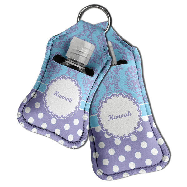 Purple Damask & Dots Sanitizer Holder Keychain - Both in Case (PARENT)