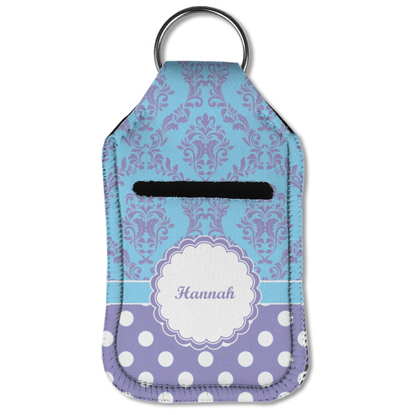 Purple Damask & Dots Sanitizer Holder Keychain - Small (Front Flat)