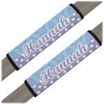 Purple Damask & Dots Seat Belt Covers (Set of 2) (Personalized)
