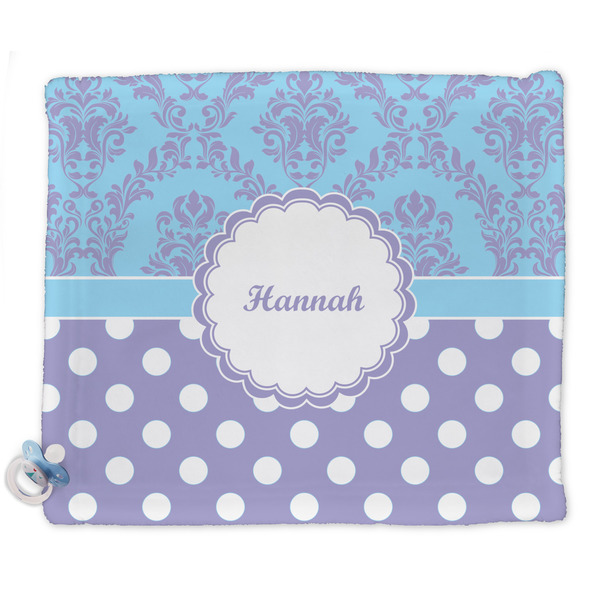 Custom Purple Damask & Dots Security Blankets - Double Sided (Personalized)