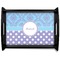 Purple Damask & Dots Black Wooden Tray - Large (Personalized)