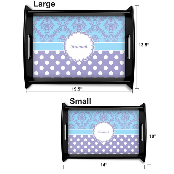 Purple Damask & Dots Serving Tray Black Sizes