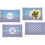 Purple Damask & Dots Set of 4 Glass Rectangular Lunch / Dinner Plate (Personalized)