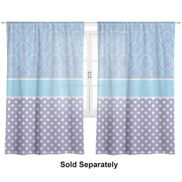 Purple Damask & Dots Sheer Curtains
