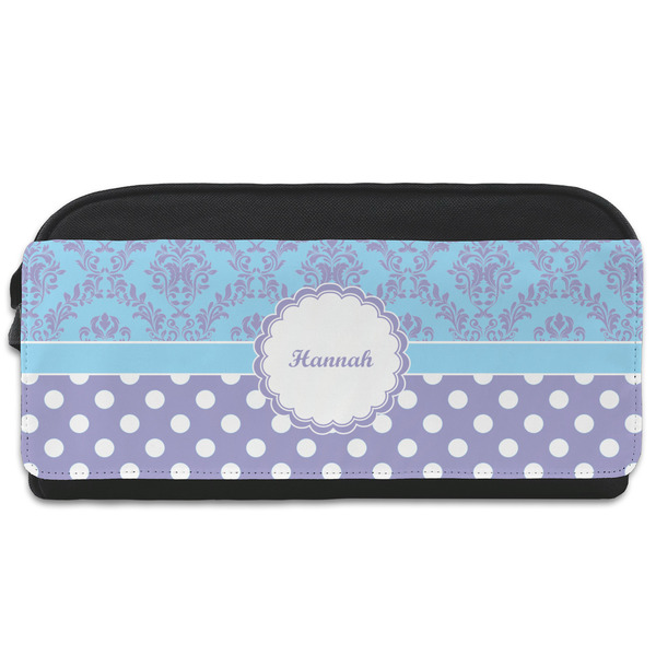 Custom Purple Damask & Dots Shoe Bag (Personalized)