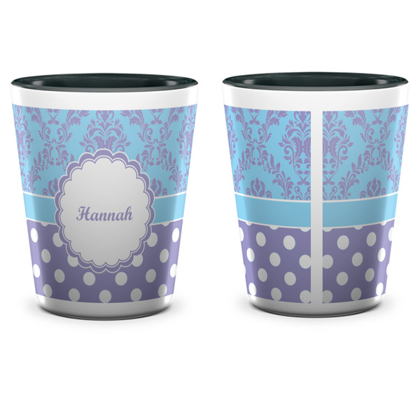 Purple Damask & Dots Shot Glass - Two Tone - APPROVAL