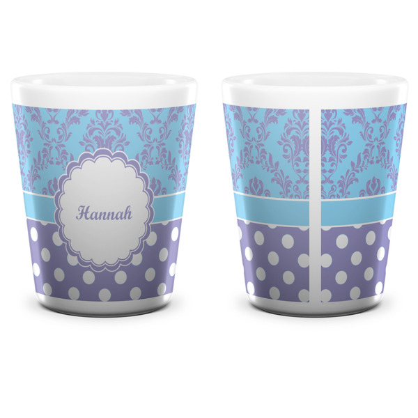 Purple Damask & Dots Shot Glass - White - APPROVAL
