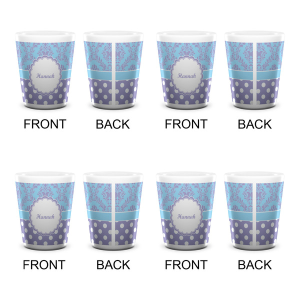 Purple Damask & Dots Shot Glass - White - Set of 4 - APPROVAL