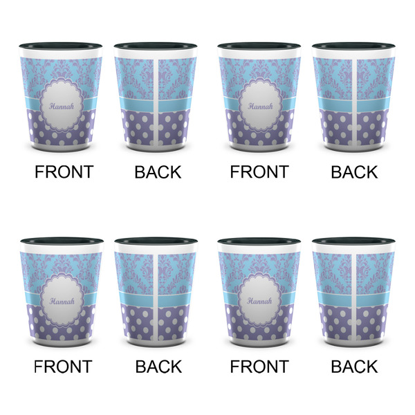 Purple Damask & Dots Shot Glassess - Two Tone - Set of 4 - APPROVAL