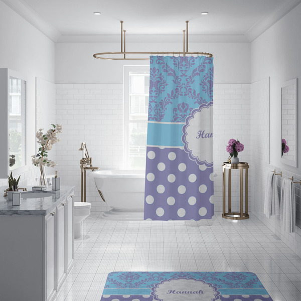 Purple Damask & Dots Shower Curtain - 70"x83"
