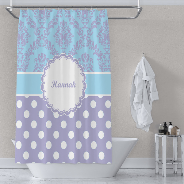 Purple Damask & Dots Shower Curtain Lifestyle