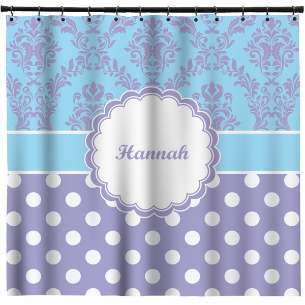 Custom Purple Damask & Dots Shower Curtain - Custom Size (Personalized)