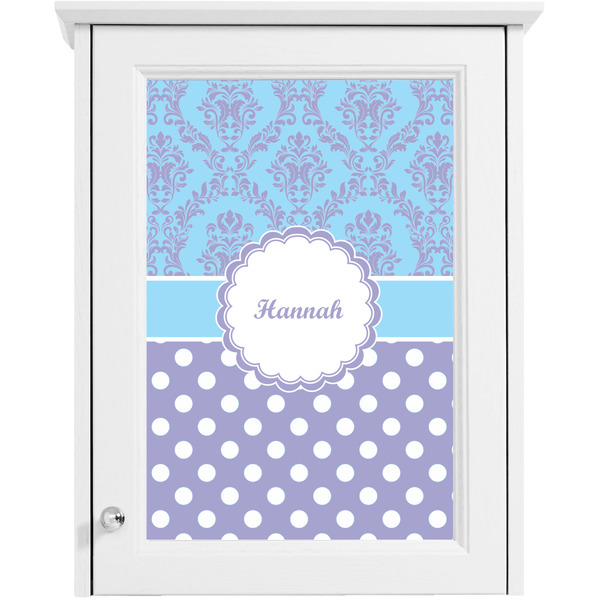 Purple Damask & Dots Single White Cabinet Decal