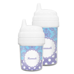 Purple Damask & Dots Sippy Cup (Personalized)