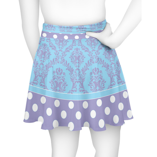 Purple Damask & Dots Skater Skirt - Back
