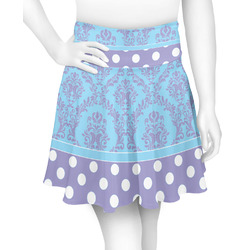 Purple Damask & Dots Skater Skirt - X Large (Personalized)