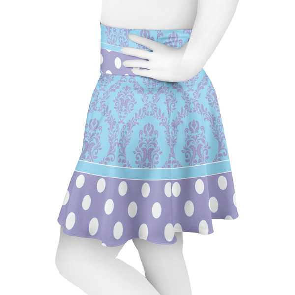 Purple Damask & Dots Skater Skirt - Side