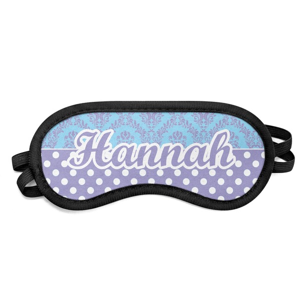 Custom Purple Damask & Dots Sleeping Eye Mask - Small (Personalized)