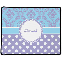 Purple Damask & Dots Large Gaming Mouse Pad - 12.5" x 10" (Personalized)