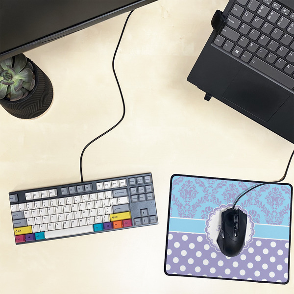 Purple Damask & Dots Small Gaming Mats - LIFESTYLE