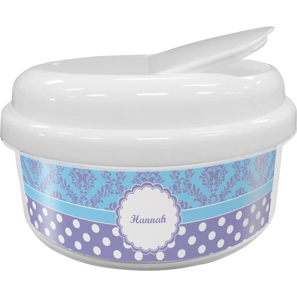 Custom Purple Damask & Dots Snack Container (Personalized)