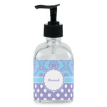 Purple Damask & Dots Glass Soap & Lotion Bottle - Single Bottle (Personalized)