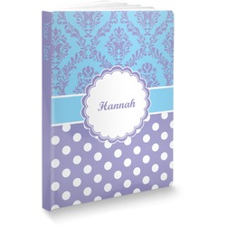 Purple Damask & Dots Softbound Notebook - 5.75" x 8" (Personalized)