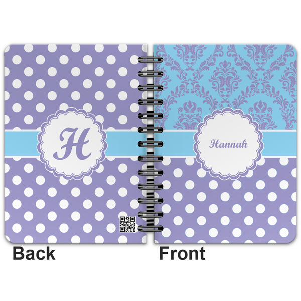 Purple Damask & Dots Spiral Journal 5 x 7 - Apvl