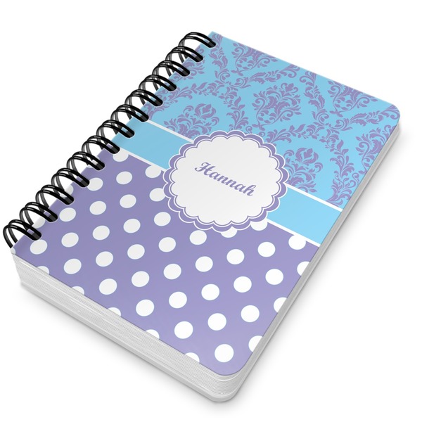 Purple Damask & Dots Spiral Journal 5 x 7 - Main