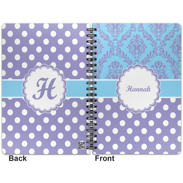 Purple Damask & Dots Spiral Journal 7 x 10 - Apvl