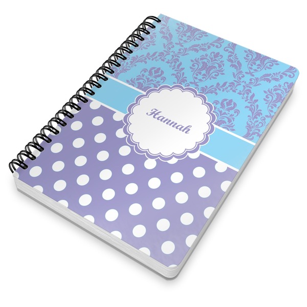 Purple Damask & Dots Spiral Journal 7 x 10 - Main