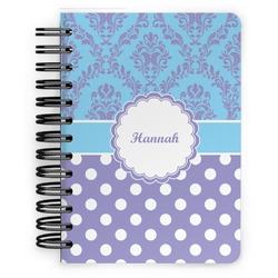 Purple Damask & Dots Spiral Notebook - 5x7 w/ Name or Text