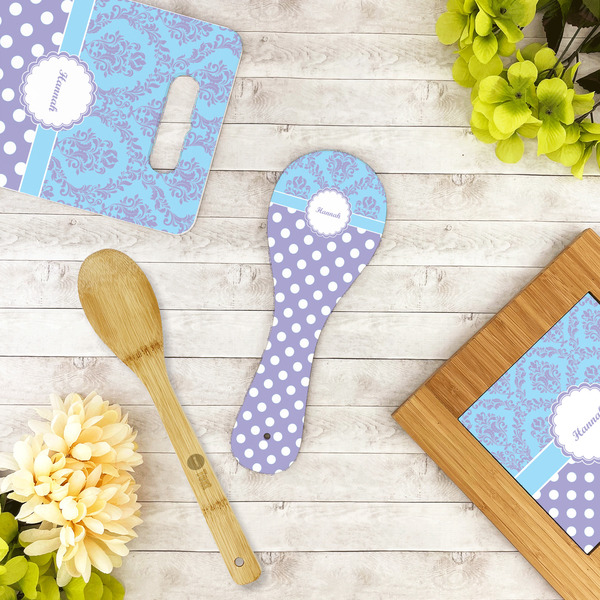 Purple Damask & Dots Spoon Rest Trivet - LIFESTYLE