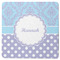 Purple Damask & Dots Square Rubber Backed Coaster (Personalized)
