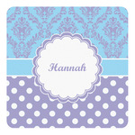 Purple Damask & Dots Square Decal - XLarge (Personalized)