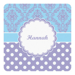 Purple Damask & Dots Square Decal (Personalized)