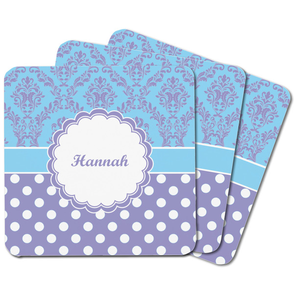 Purple Damask & Dots Square Fridge Magnet - MAIN